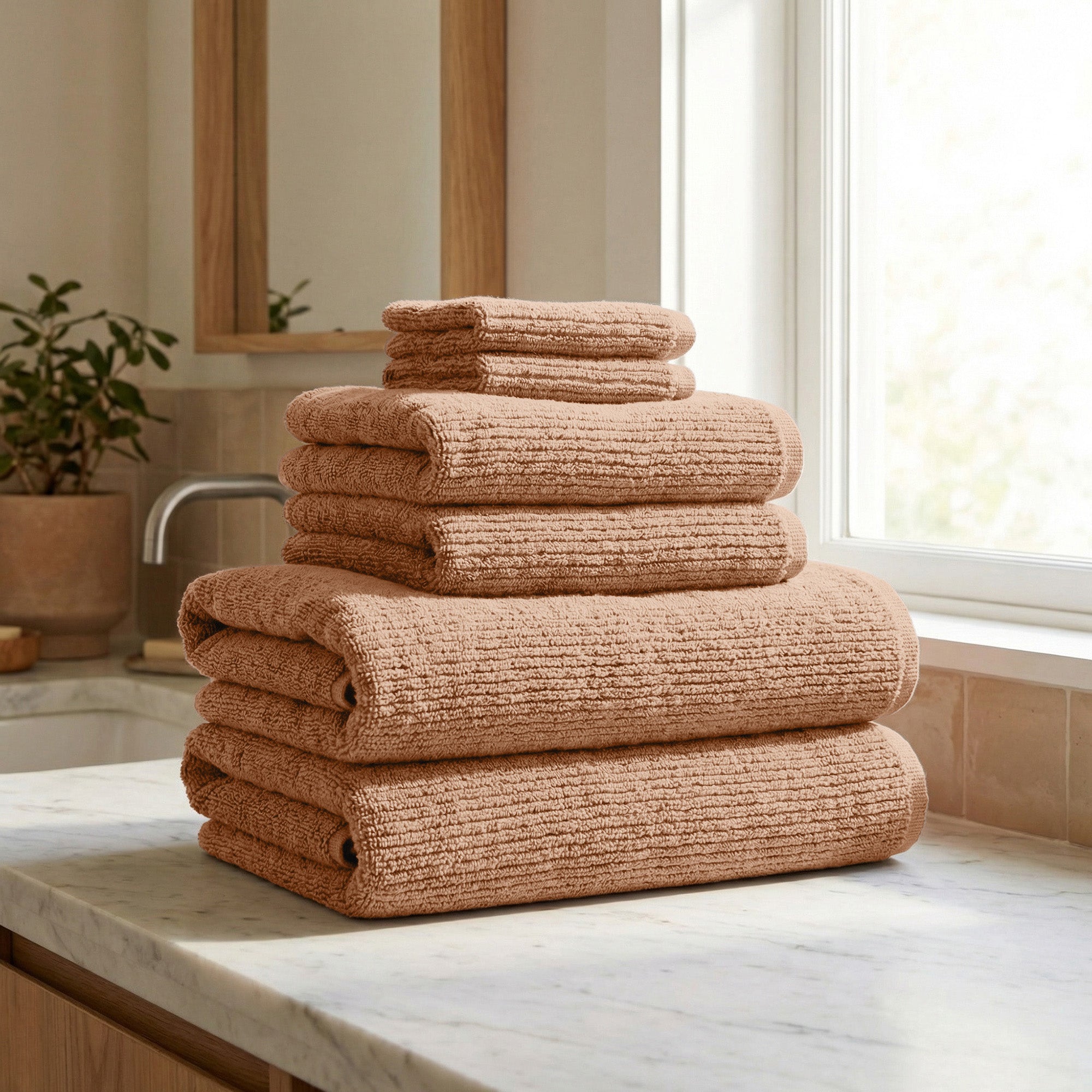 Georgiana Turkish Cotton Ribbed Towel Set (6-Piece)