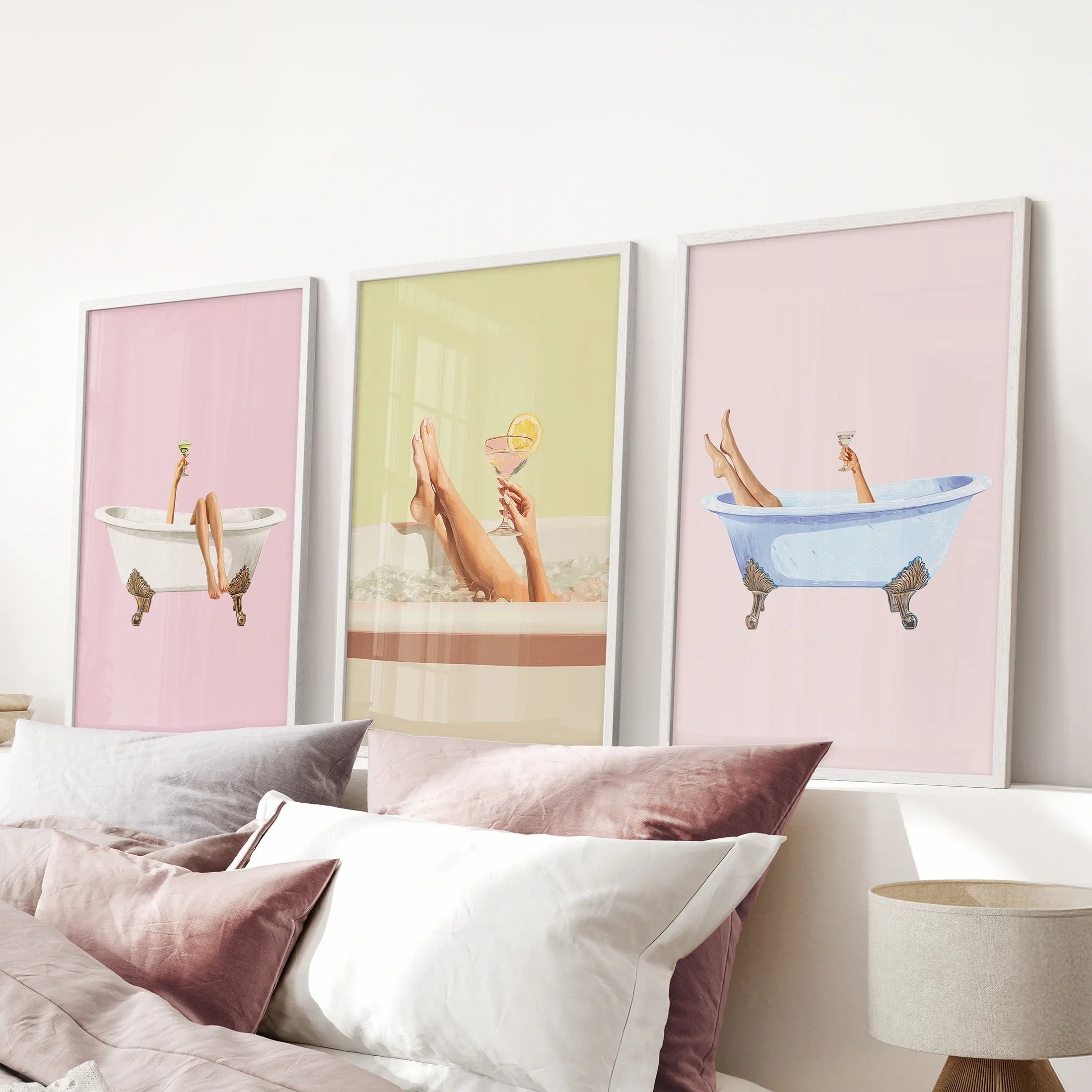 Relaxing Bathtub Wall Art Print Set