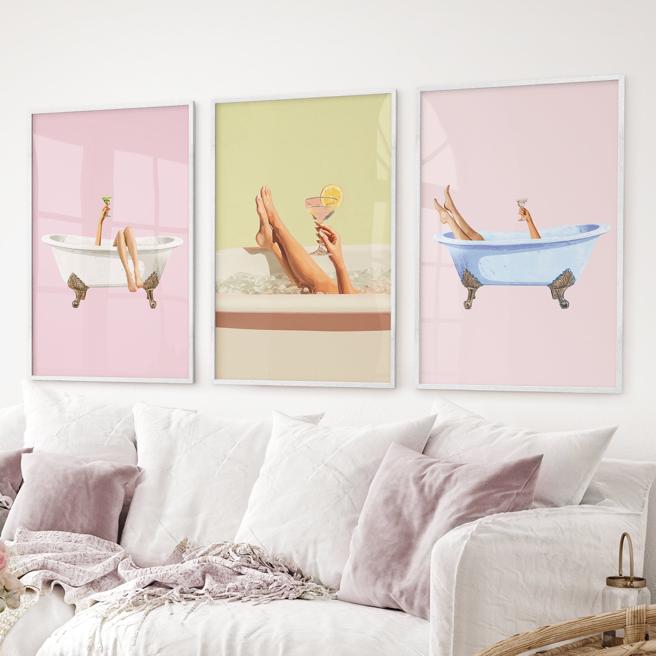 Relaxing Bathtub Wall Art Print Set
