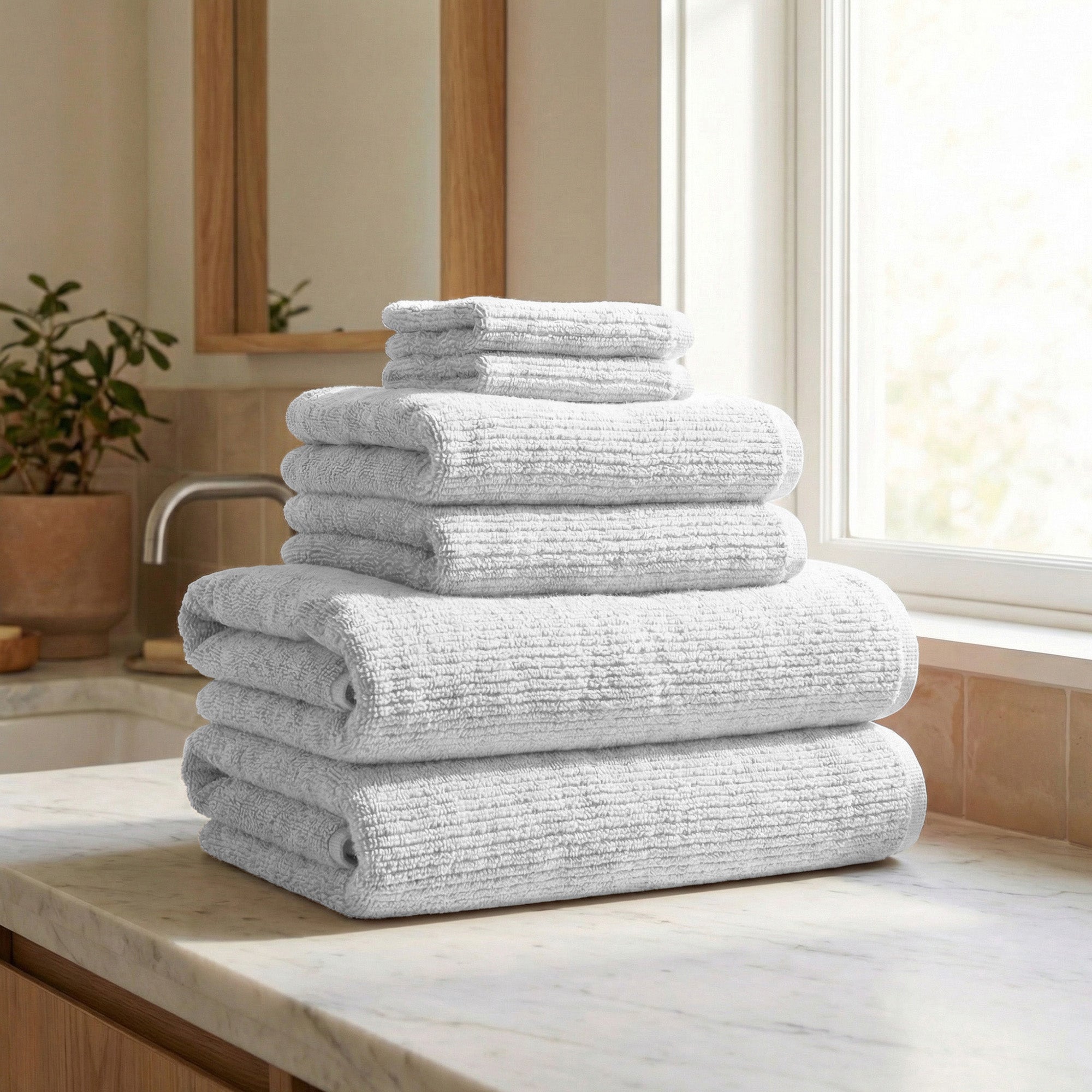 Georgiana Turkish Cotton Ribbed Towel Set (6-Piece)