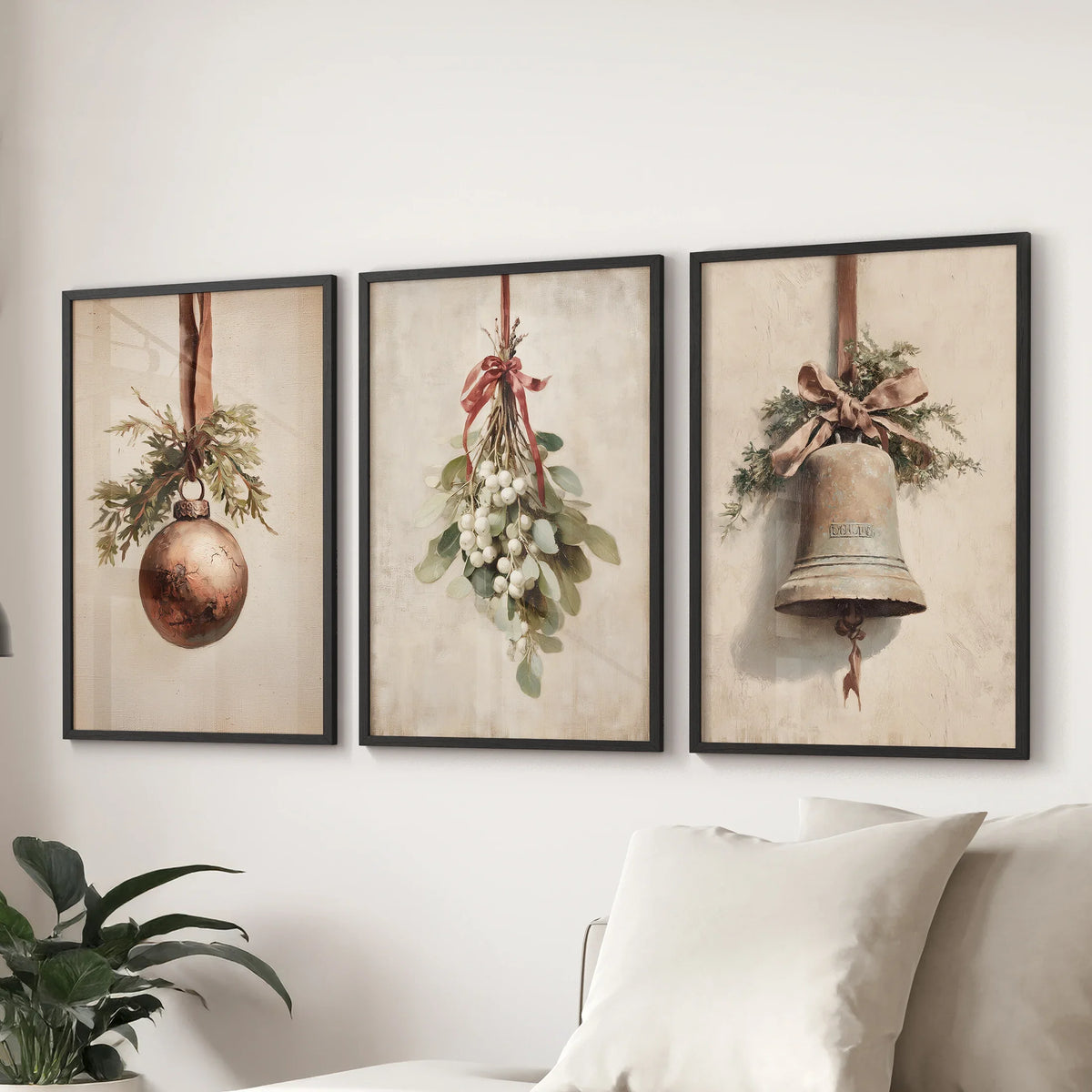 Rustic Holiday Wall Art Print Set