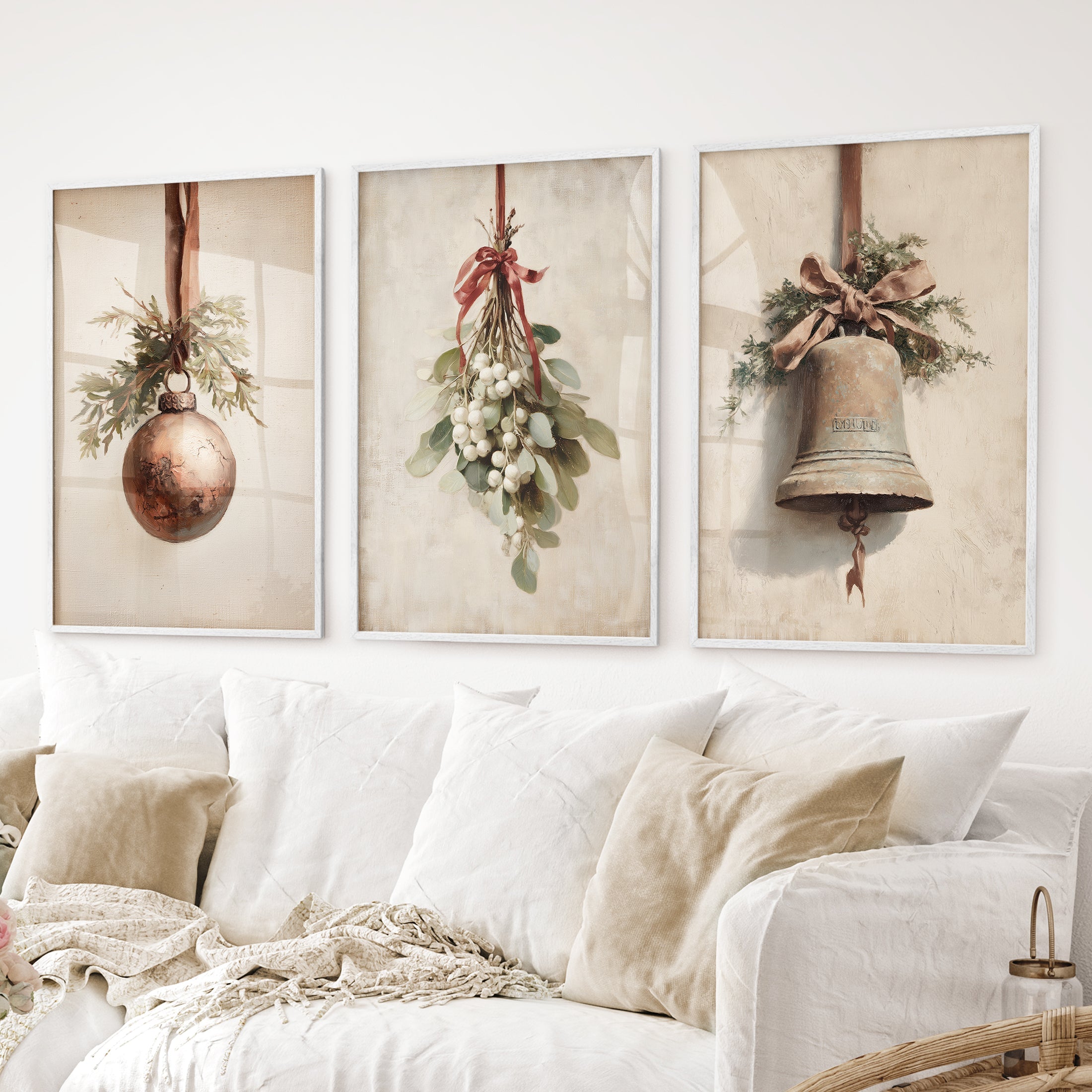 Rustic Holiday Wall Art Print Set